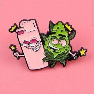 Pink and Green Cartoon Enamel Pin
